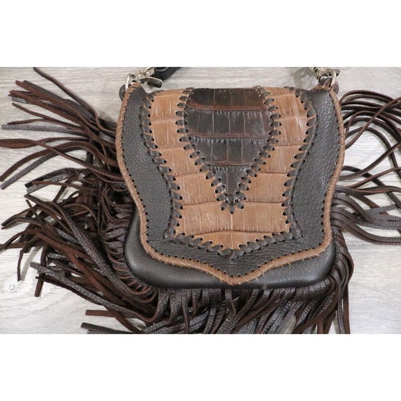 Tribe America Crossbody Waist Bag Fringe Brown Leather - Picture 2 of 10